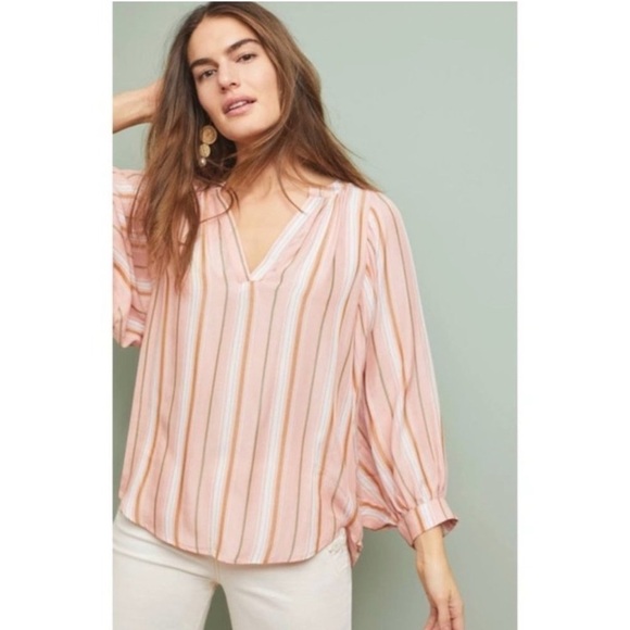 MAEVE Brenda Striped Peasant Top - Picture 1 of 7